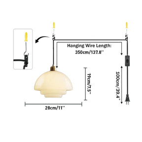 Nordic Milk Glass Plug-In Pendant Light for Kitchen Island