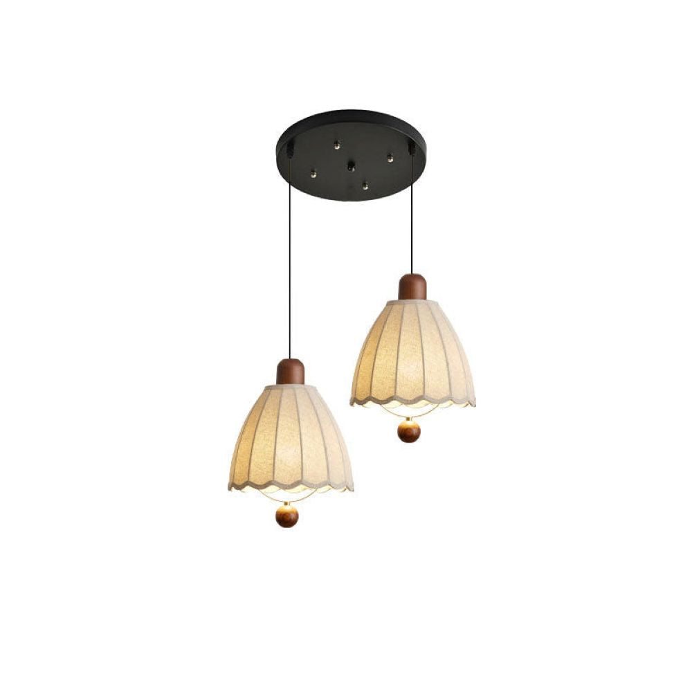 Cottage Scalloped Bell Fabric Pendant Lights for Dining Room