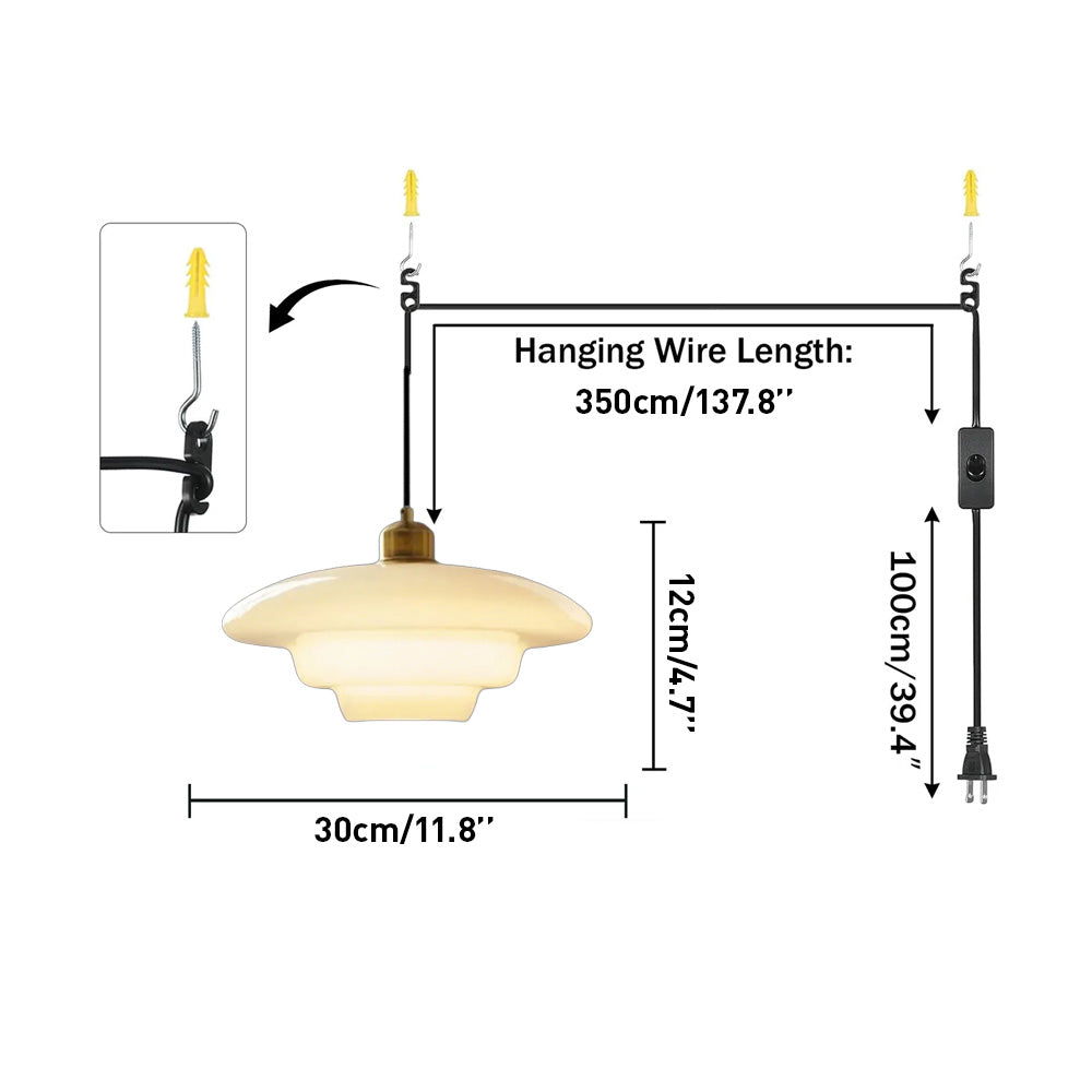 Nordic Milk Glass Plug-In Pendant Light for Kitchen Island