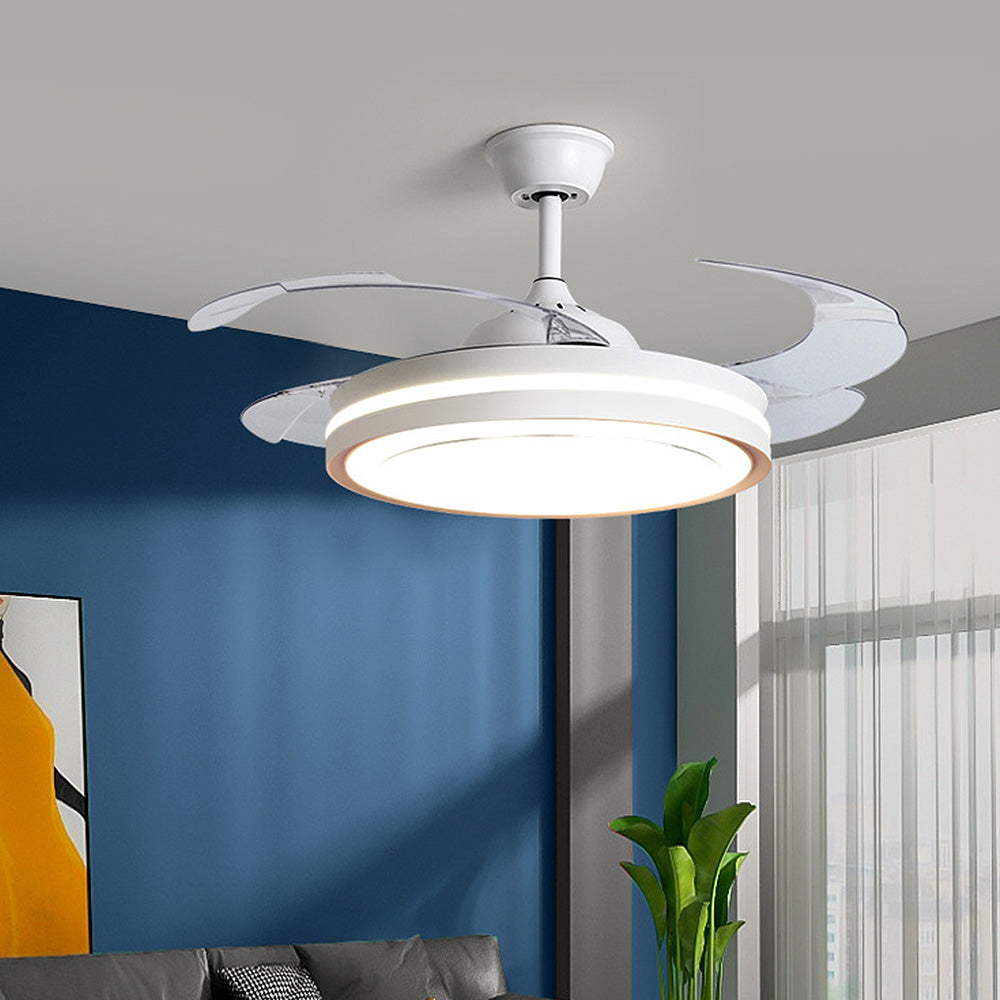 White Metal Remote Control Ceiling Fan With Light