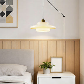 Nordic Milk Glass Plug-In Pendant Light for Kitchen Island
