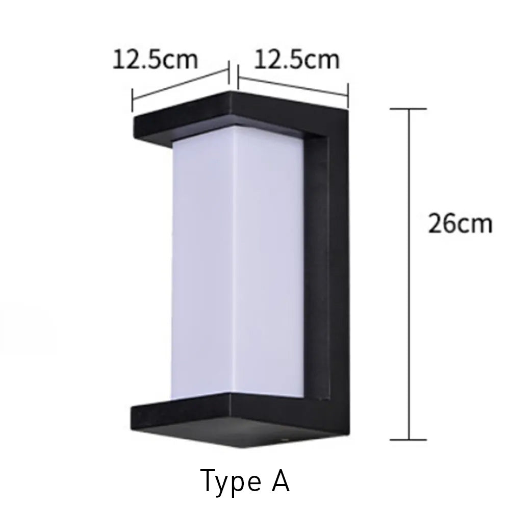Black and White Acrylic Outdoor Wall Lantern for Porch