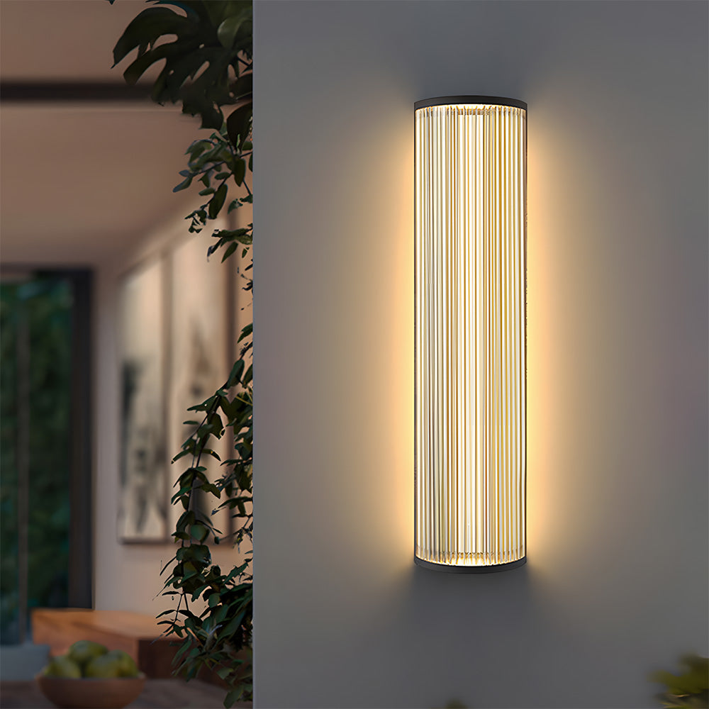 Modern Up and Down Glass Black Outdoor Wall Lights