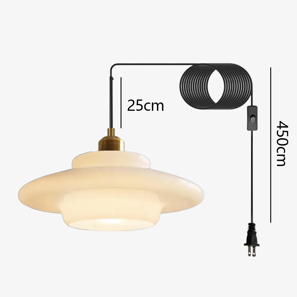 Nordic Milk Glass Plug-In Pendant Light for Kitchen Island