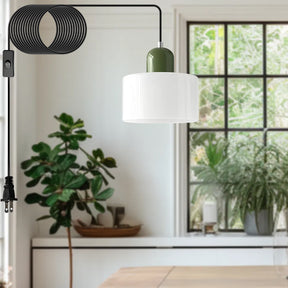 Bauhaus Minimalist Plug-in Glass Pendant Light for Kitchen Island