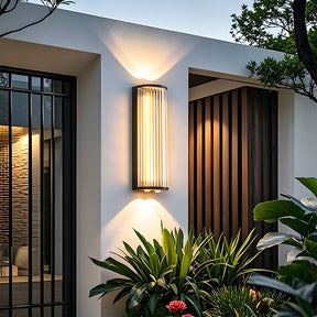 Modern Up and Down Glass Black Outdoor Wall Lights