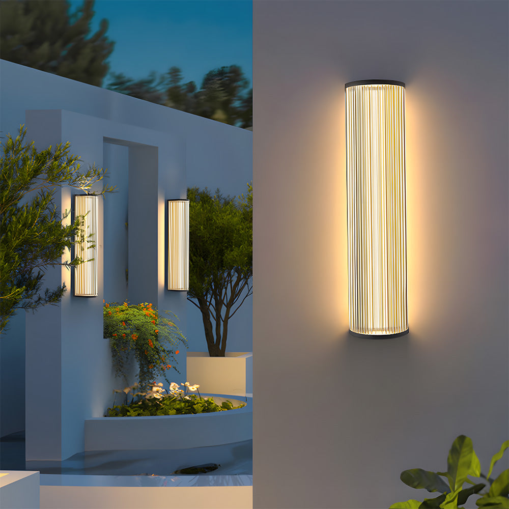 Modern Up and Down Glass Black Outdoor Wall Lights
