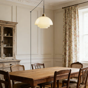 Nordic Milk Glass Plug-In Pendant Light for Kitchen Island