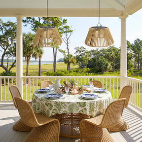 Vintage Rattan Pendant Light with Solar Hanging Lamp for Garden