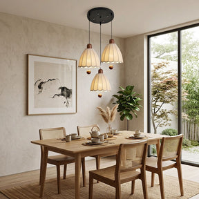 Cottage Scalloped Bell Fabric Pendant Lights for Dining Room