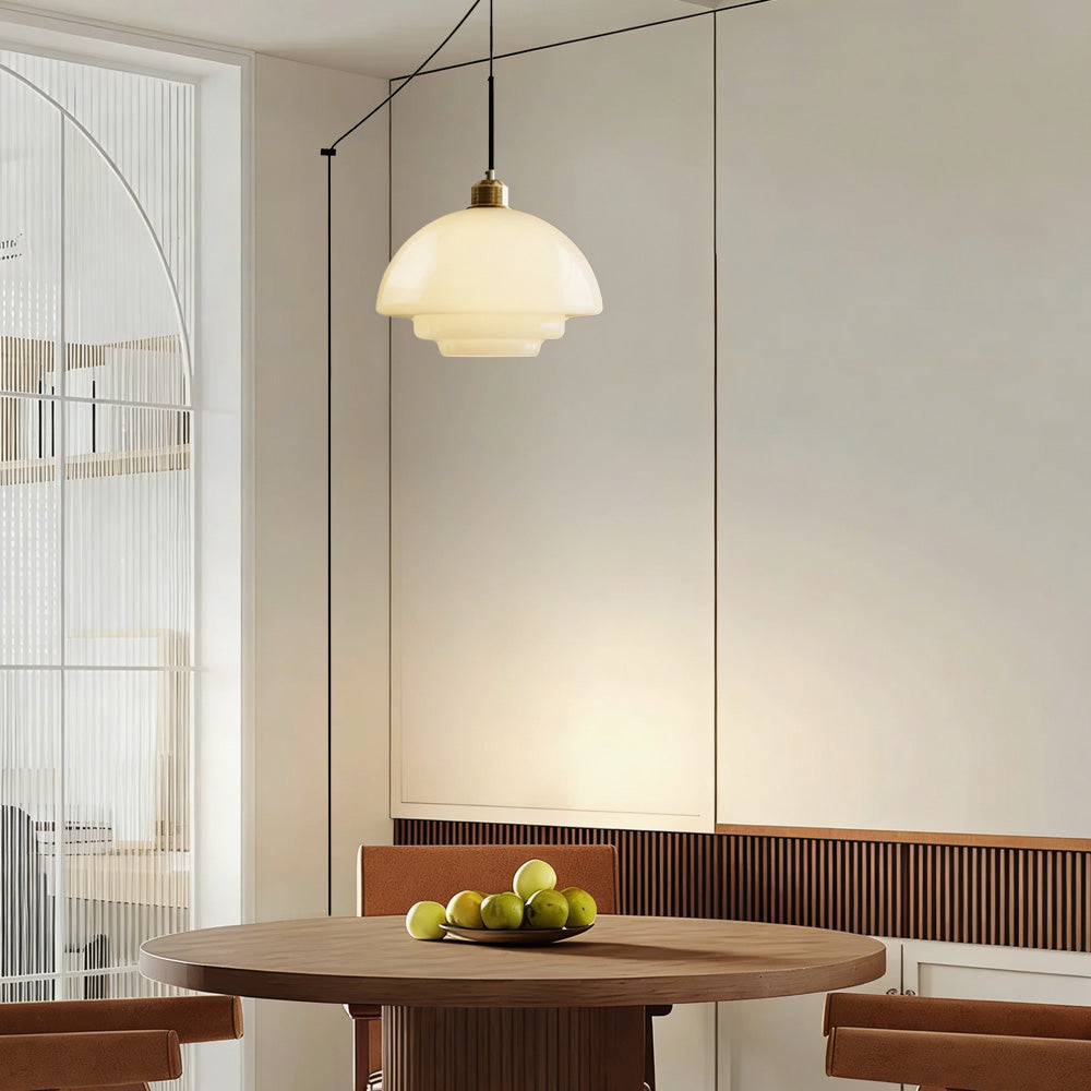 Nordic Milk Glass Plug-In Pendant Light for Kitchen Island