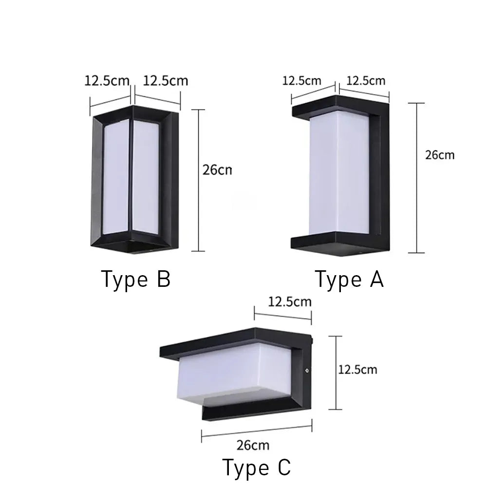 Black and White Acrylic Outdoor Wall Lantern for Porch
