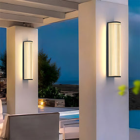 Modern Up and Down Glass Black Outdoor Wall Lights