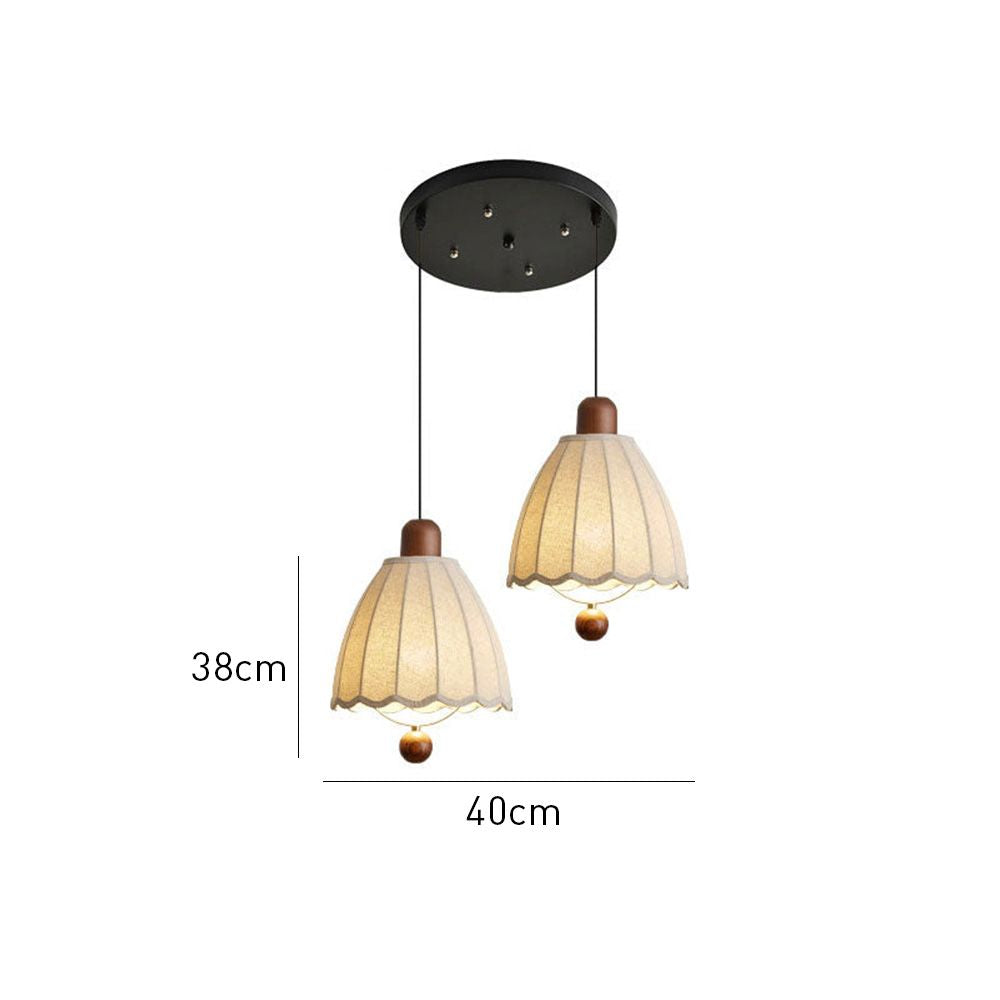 Cottage Scalloped Bell Fabric Pendant Lights for Dining Room