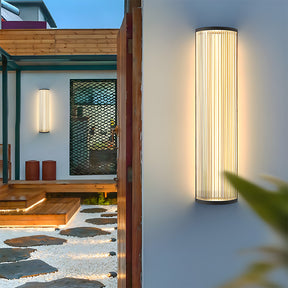 Modern Up and Down Glass Black Outdoor Wall Lights