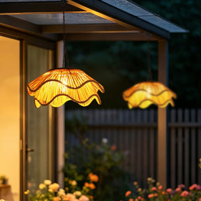 Rustic Dome Woven Rattan Solar Hanging Light for Outdoor Yard