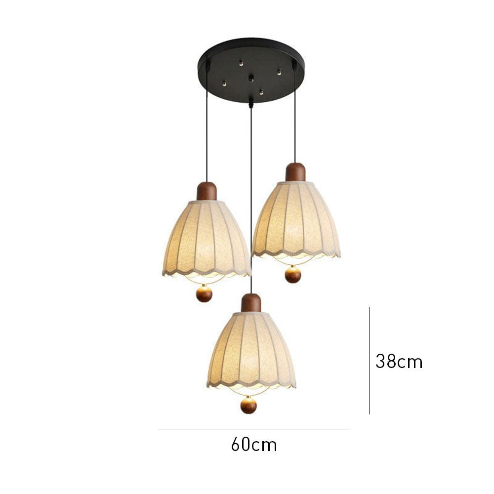 Cottage Scalloped Bell Fabric Pendant Lights for Dining Room