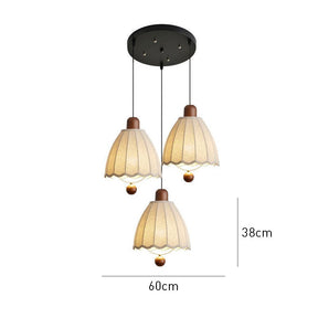 Cottage Scalloped Bell Fabric Pendant Lights for Dining Room