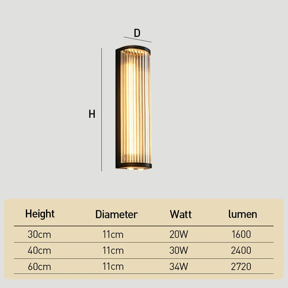 Modern Up and Down Glass Black Outdoor Wall Lights