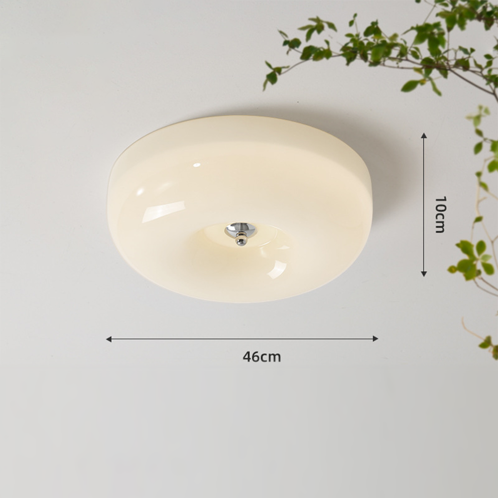 Cream Round Ceiling Lamp Simple Glass Ceiling Light For Bedroom