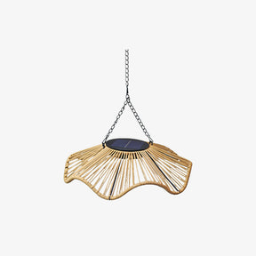 Rustic Dome Woven Rattan Solar Hanging Light for Outdoor Yard
