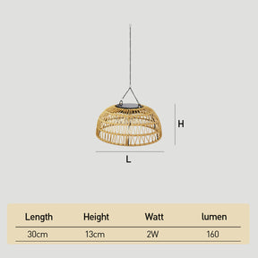 Vintage Dome Rattan Waterproof Solar Hanging Lamp for Garden