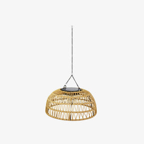 Vintage Dome Rattan Waterproof Solar Hanging Lamp for Garden