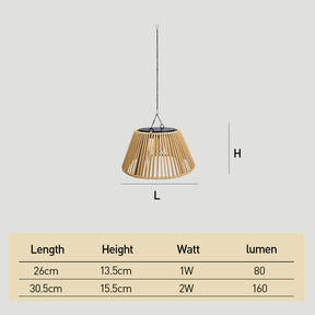Vintage Rattan Pendant Light with Solar Hanging Lamp for Garden