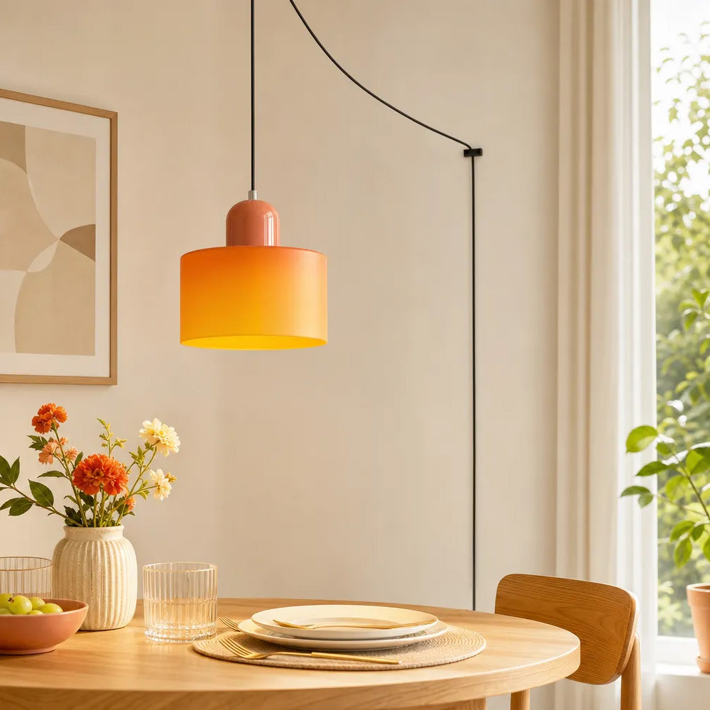 Bauhaus Minimalist Plug-in Glass Pendant Light for Kitchen Island
