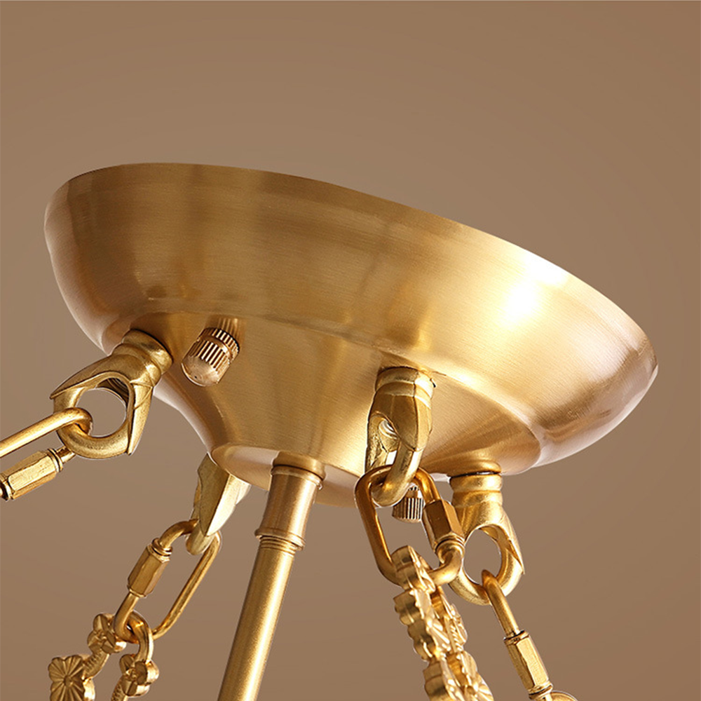 Scalloped Brass Chain Ceiling Light Fixture