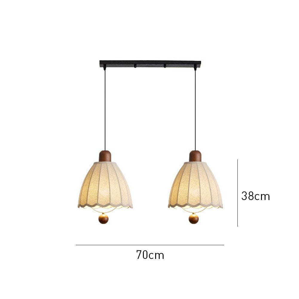 Cottage Scalloped Bell Fabric Pendant Lights for Dining Room