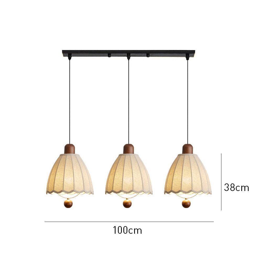 Cottage Scalloped Bell Fabric Pendant Lights for Dining Room