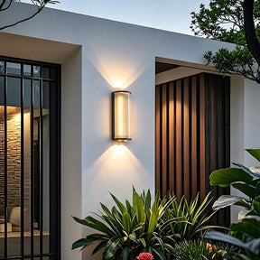 Modern Up and Down Glass Black Outdoor Wall Lights