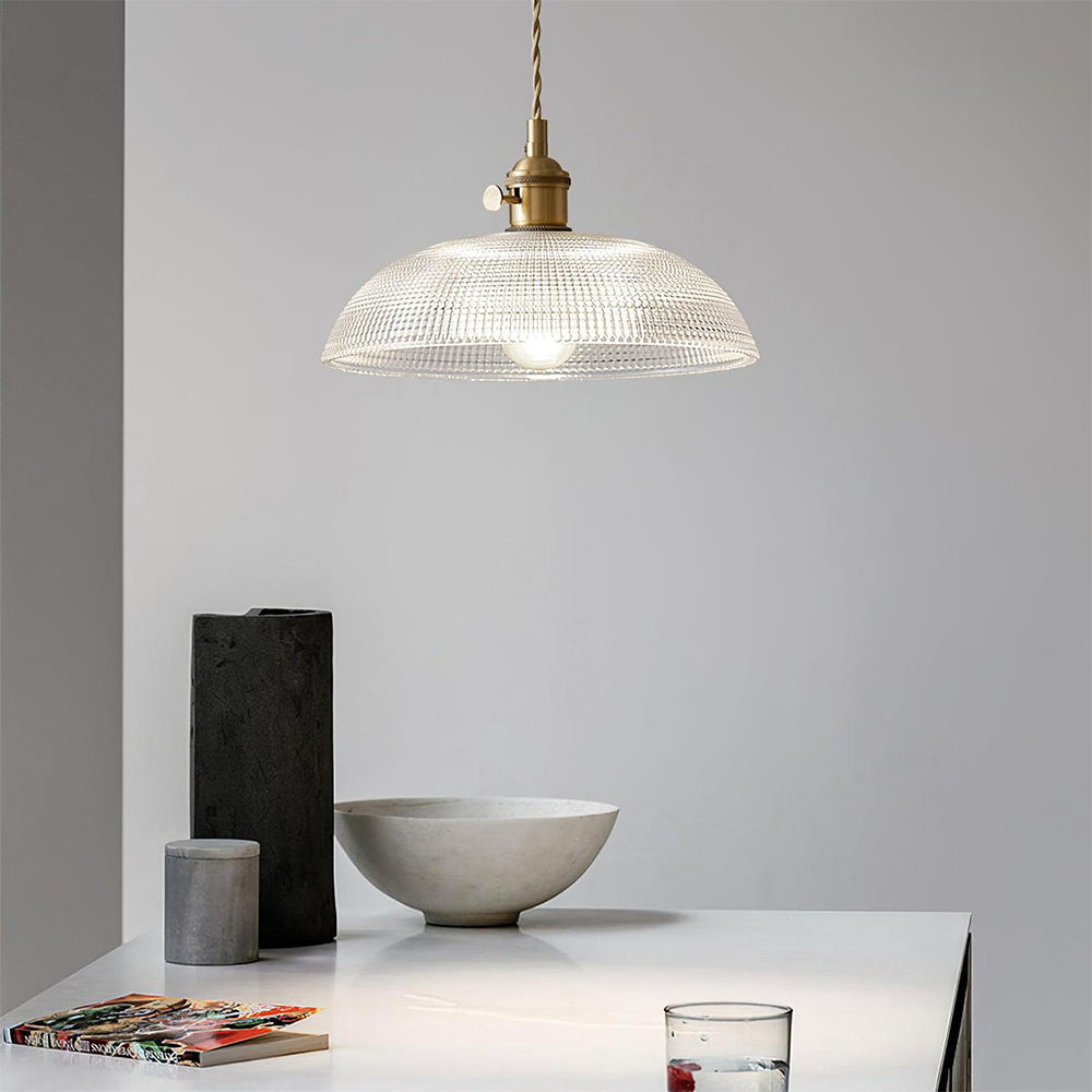 Lampsmodern Pendant Light Vintage INS Glass Ribbed Pendant Light
