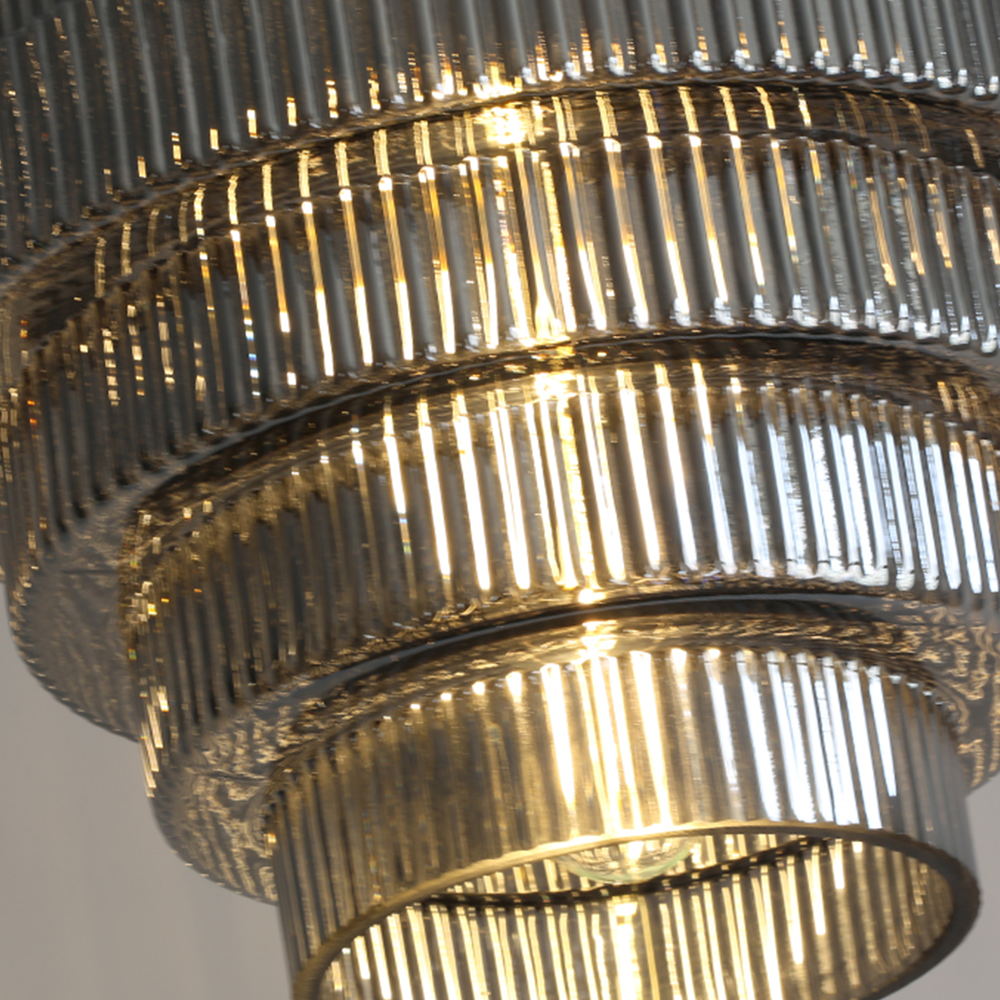 Antique Stripped Glass Brass Pendant Light