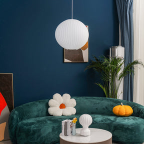 Mid-Century Silk Living Room White Pendant Light