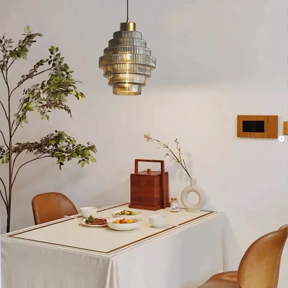 Bottle Shaped Brass Glass Pendant Light