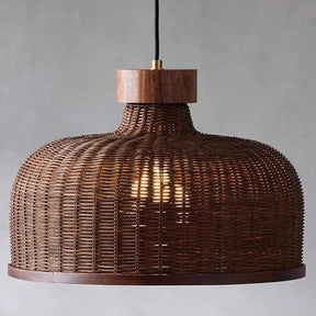 Rustic Handwoven Rattan Pendant Light for Dining Room