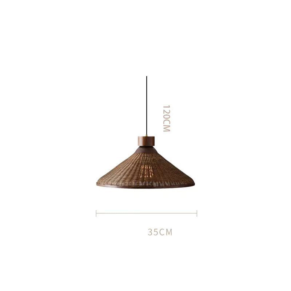 Rustic Handwoven Rattan Pendant Light for Dining Room