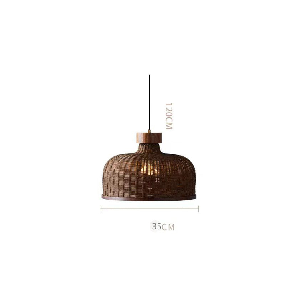Rustic Handwoven Rattan Pendant Light for Dining Room