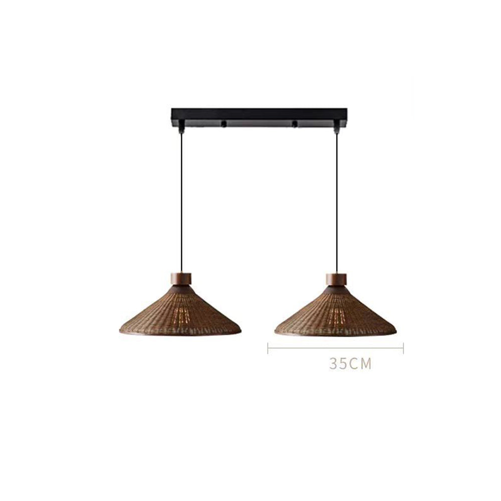 Rustic Handwoven Rattan Pendant Light for Dining Room