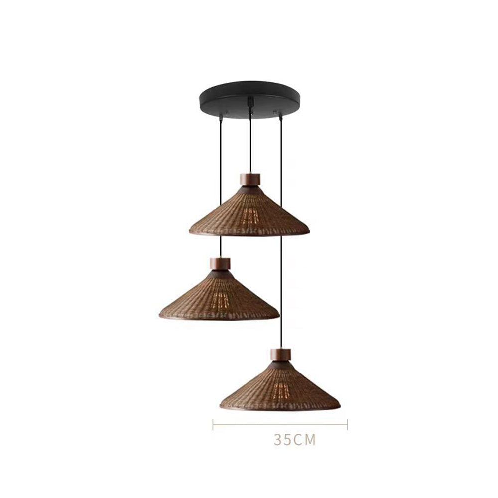 Rustic Handwoven Rattan Pendant Light for Dining Room