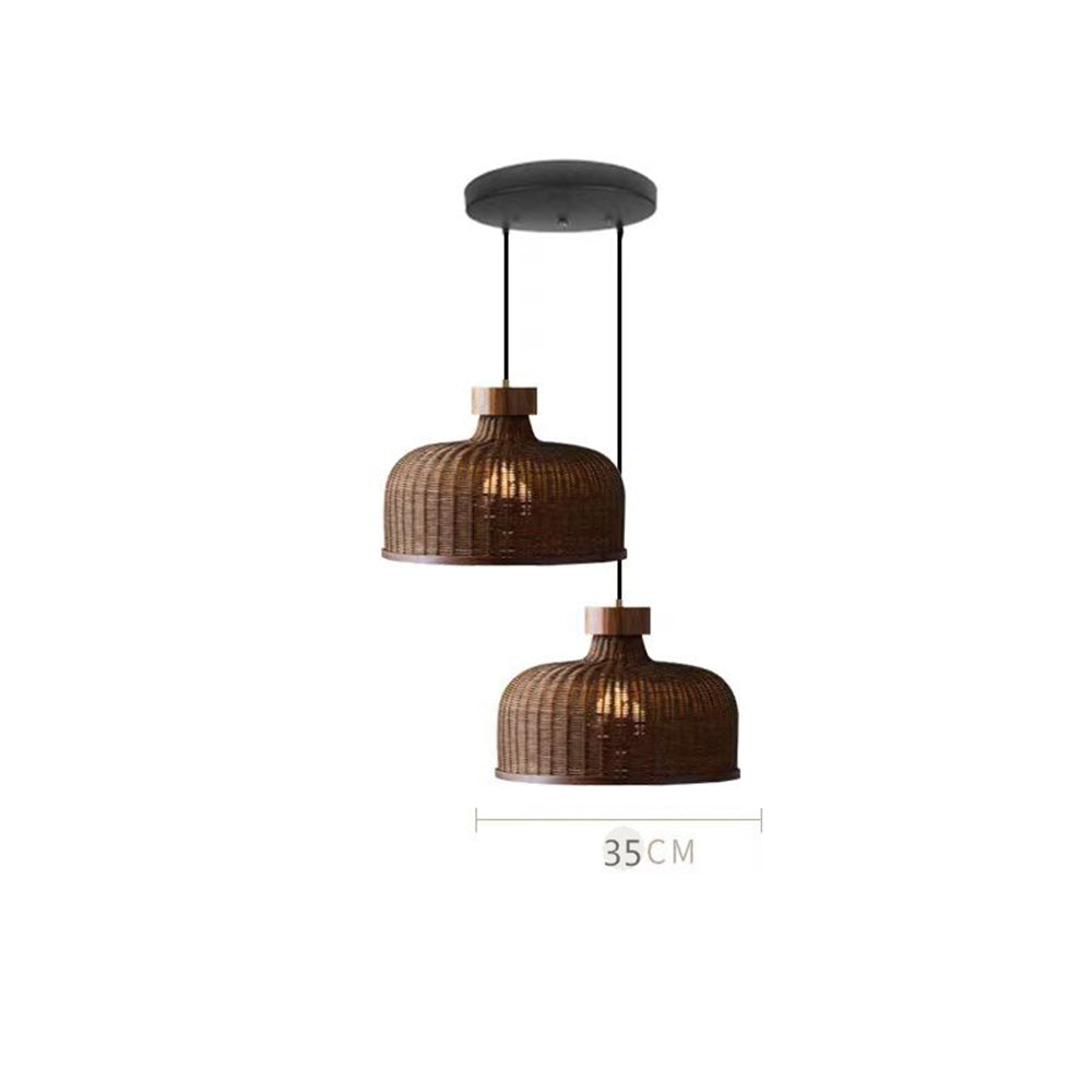 Rustic Handwoven Rattan Pendant Light for Dining Room