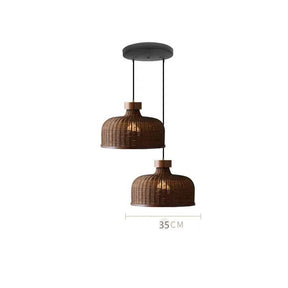 Rustic Handwoven Rattan Pendant Light for Dining Room