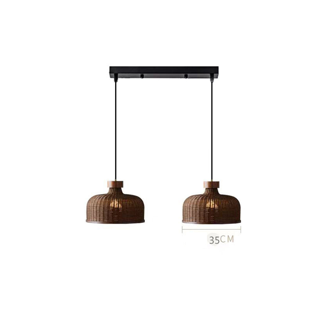 Rustic Handwoven Rattan Pendant Light for Dining Room