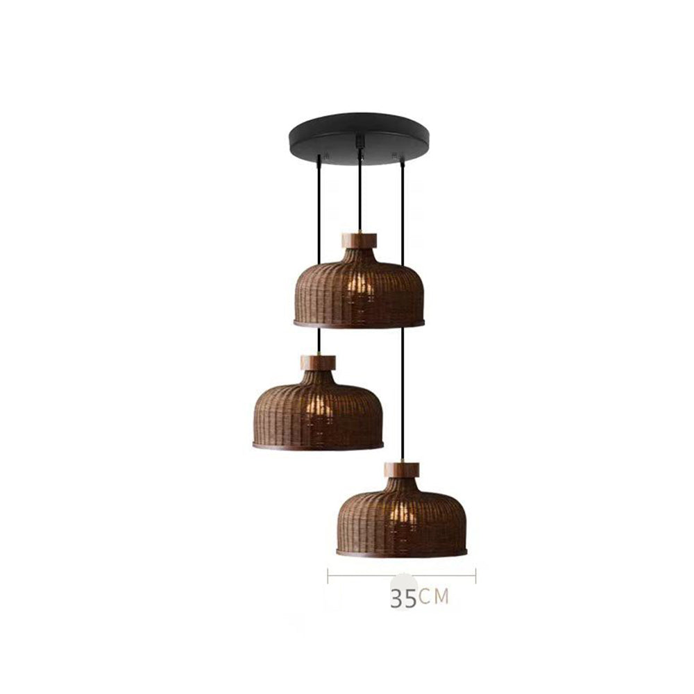 Rustic Handwoven Rattan Pendant Light for Dining Room