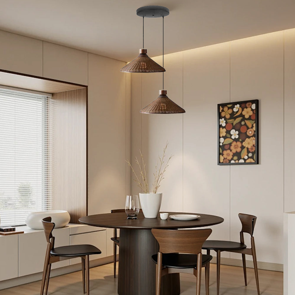 Rustic Handwoven Rattan Pendant Light for Dining Room
