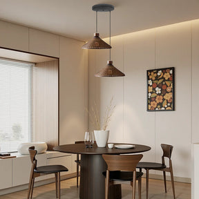 Rustic Handwoven Rattan Pendant Light for Dining Room