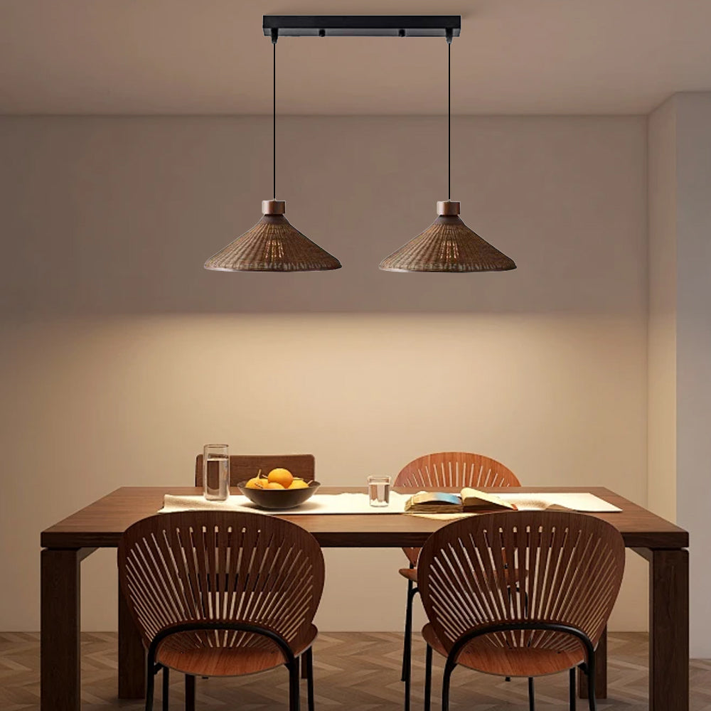 Rustic Handwoven Rattan Pendant Light for Dining Room