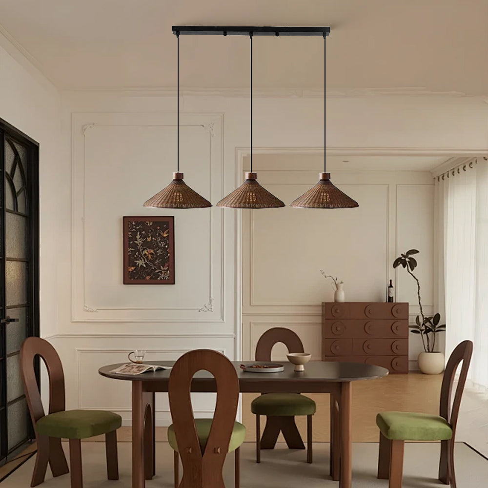 Rustic Handwoven Rattan Pendant Light for Dining Room